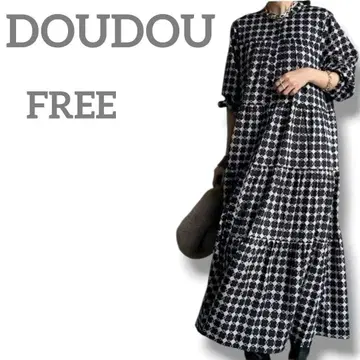 DOUDOU 여성용 원피스 티어드 긴팔 2way FREE