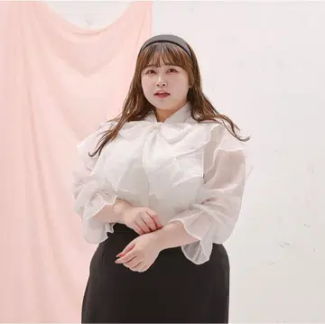 시어 블라우스 보타이 리본 빅 사이즈
