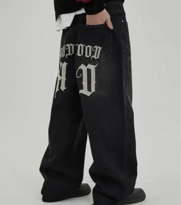 HOODHOOD Chain Embroidery Denim Pants