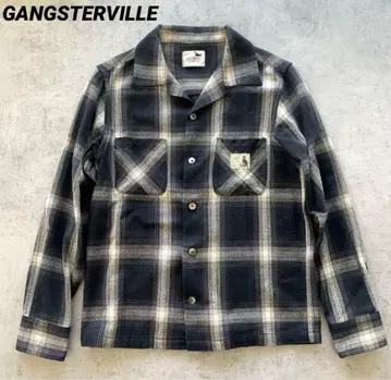GANGSTERVILLE 옴브레 체크 플란넬 셔츠 긴팔 오픈 카라 S