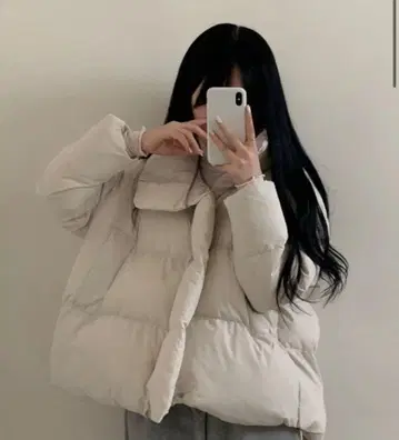 nugu 오버사이즈 하이넥 숏 다운