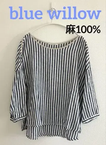 [새상품급] bule willow 린넨 100% 스트라이프 티셔츠
