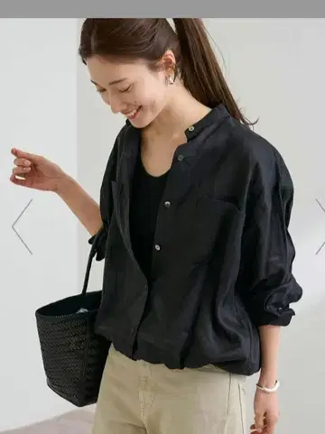 [ FRAMeWORK ] 프렌치 린넨 드로스트 셔츠 블랙