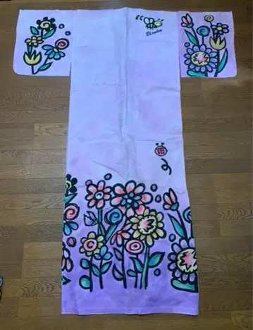 손염색 유카타 엘르로데오 꽃무늬