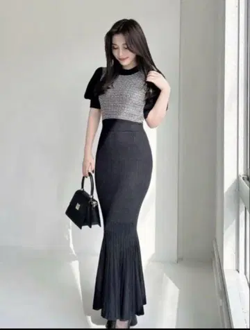 RESEXXY 5부 소매 머메이드 니트 원피스