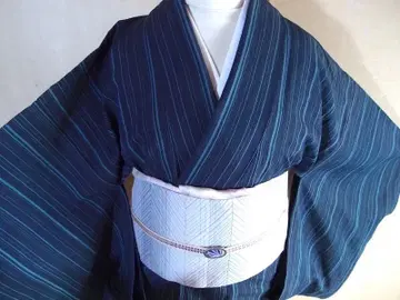 면 홑 여름 기모노 (세로 줄무늬) 화장 65 가을 즈음까지