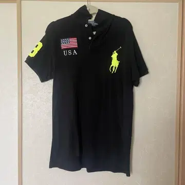 POLO Ralph Lauren 피케 셔츠 반팔 블랙 미국 국기