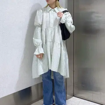 MILKFED 깅엄 체크 티어드 드레스