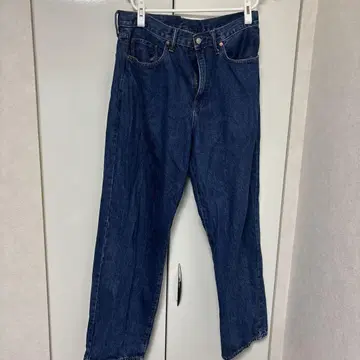 다크 블루 스트레이트 데님 프린지 밑단 GAP