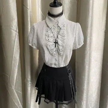coquette 비침 도트 무늬 셔츠 위시코어 프릴 블라우스 히메로리
