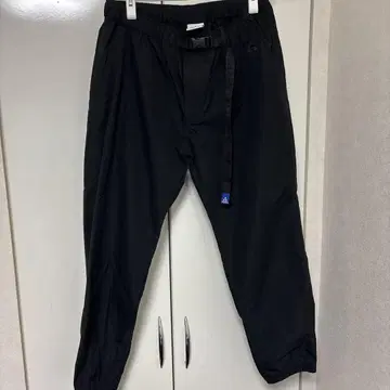블랙 워크 팬츠 허리밴딩 포켓 부착