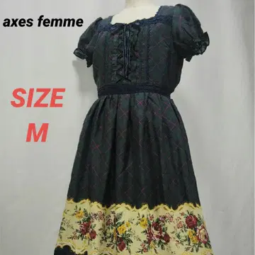 axes femme 엑시즈팜 체크 원피스 꽃무늬 레이스 그린
