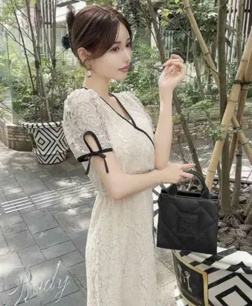 Rady 전체 레이스 맥시 원피스 롱 원피스 리본 A라인