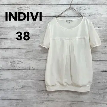 [INDIVI] 인디비 티셔츠 (38) 쉬폰 비즈 이소재 귀여움