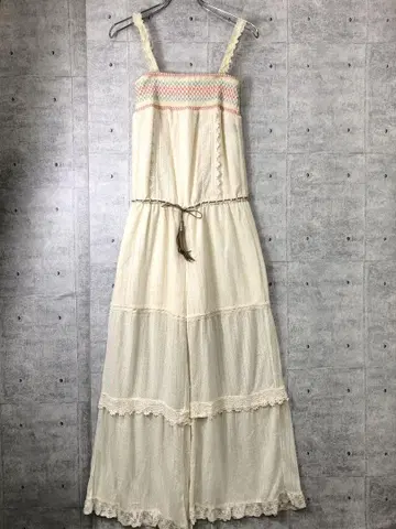 헤이세이 CECIL McBEE 페더 장식 허리 끈 자수 올인원