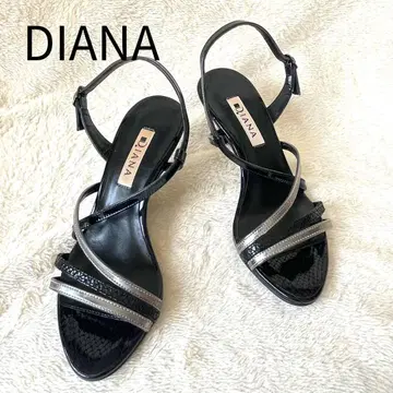 DIANA 블랙 실버 샌들 스트랩 힐 6cm