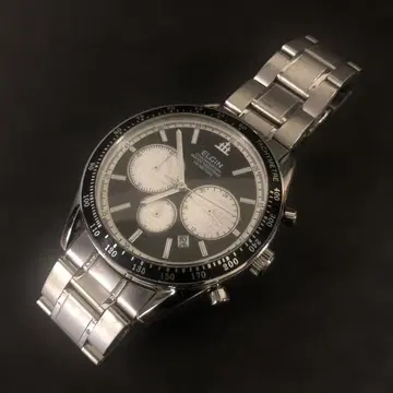 [인기 크로노] ELGIN (USA) 크로노그래프 손목시계 블랙/실버