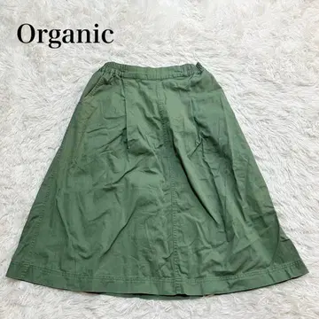 오가닉 코튼 플레어 스커트 A라인 허리밴딩 캐주얼 무지