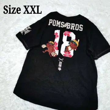 타비다누키 베이스볼 셔츠 블랙 XXL 자수 POMS BROTHERS