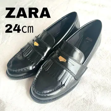 ZARA 로퍼 여성용 코인 로퍼 프린지 메달 블랙