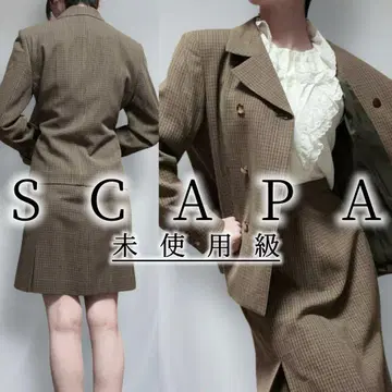 레어 미사용급 SCAPA 스카파 더블 스커트 셋업 울 M