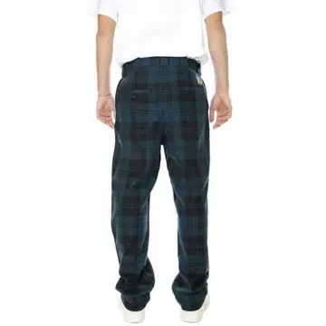 Carhartt 체크 무늬 워크 팬츠 다크 그린