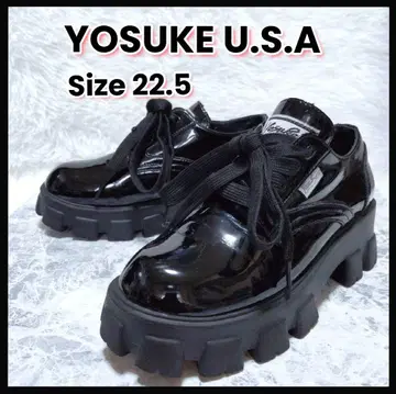YOSUKE 요스케 통굽 레이스업 슈즈 (블랙 에나멜) 22.5