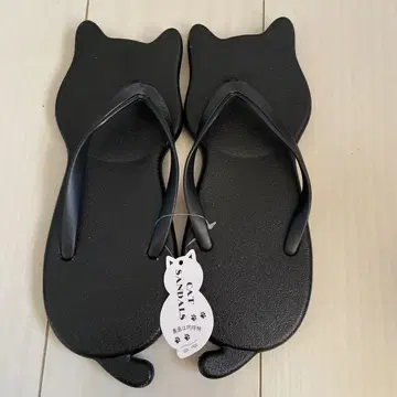 고양이 모양 비치 샌들 블랙 사이즈 23~24.5cm 프리 사이즈