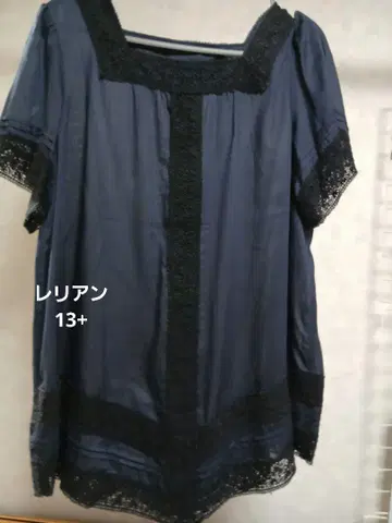 네이비 쉬폰풍 튜닉 반팔