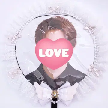 원형 지퍼 부착 부채 커버 화이트 깃털 장식 핸드메이드