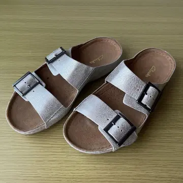 [Clarks/클락스] 브루클린 샌들 실버 가죽 샌들 여성용