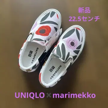 새상품 UNIQLO 마리메꼬 스니커즈 22.5 꽃무늬 슬립온