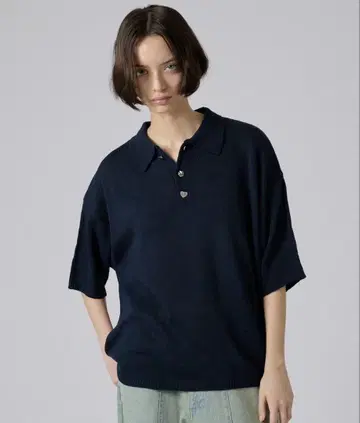 ONCILY 25ss SILVER BUTTON POLO SHIRT