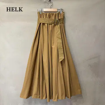 양품 HELK 헬크 코튼 가더 플레어 롱 스커트 베이지