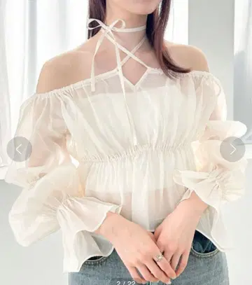 heather 2WAY 시어 오프숄더 블라우스