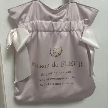 Maison de FLEUR 핑크 캔버스 더블 리본 토트백