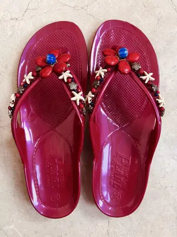 Pearl표  샌들 데코 빨간색 M(22~23.5cm)