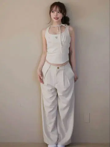 andmary Donna ribbon pants set up ivory