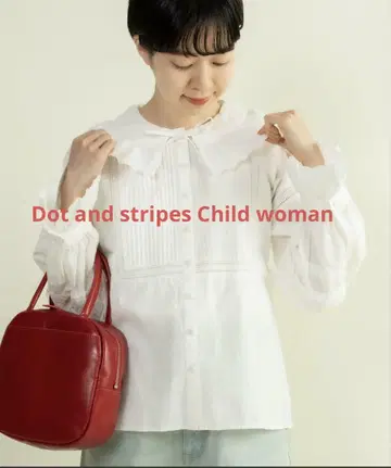 브로드 레이스 핀턱 플랫 칼라 블라우스