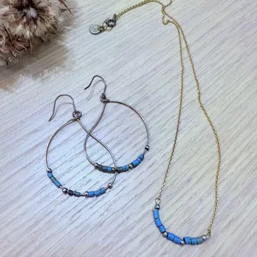 [ 당일 발송 ] ear PAPILLONNER 터콰이즈 귀걸이 목걸이