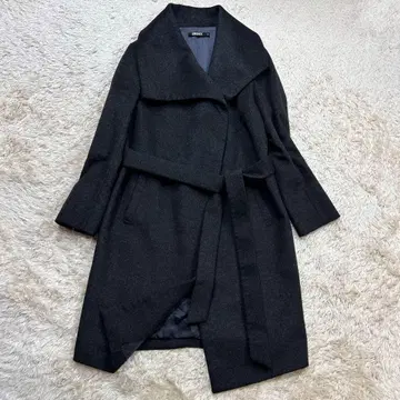 DKNY 숄 칼라 벨트 롱 코트 차콜 4