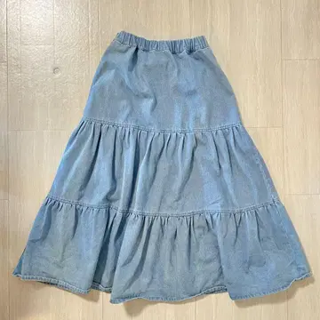 merlot 롱 캉캉 스커트 데님 롱 스커트 빈티지