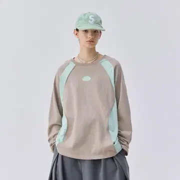소르테 메쉬 패널 롱 슬리브 티셔츠