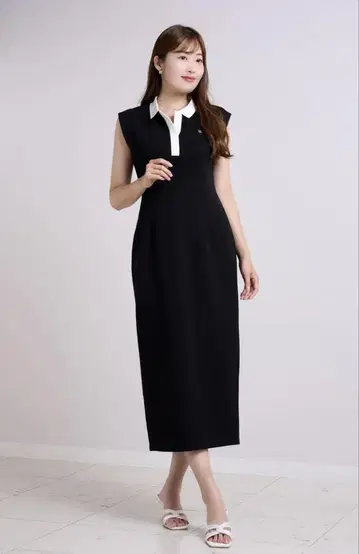 herlipto French Sleeve Polo Long Dress M