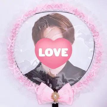 원형 지퍼 부착 부채 커버 프릴 리본 꽃 핑크 핸드메이드