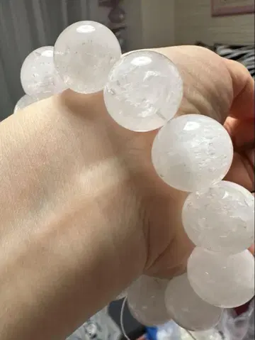 거대한 구슬! 19mm 미만의 팬텀 화이트 가든 쿼츠 브레이슬릿