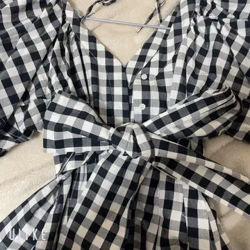 SNIDEL 스나이델 깅엄 체크 원피스 반소매