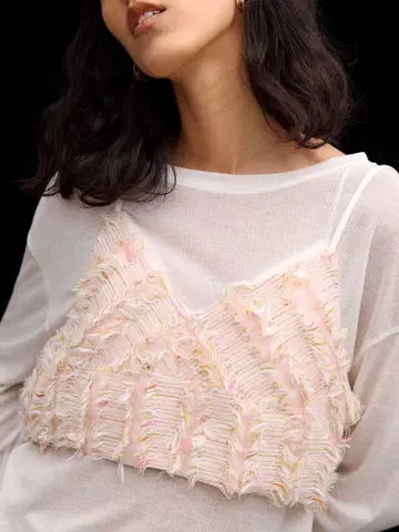 AMERI 2WAY MIX PINK SHAGGY BUSTIER
