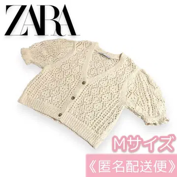 [ 극미품 ] ZARA 크로셰 니트 코바늘 뜨개질 퍼프 슬리브 가디건