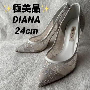 컨디션 최상 DIANA 다이애나 레이스 펌프스 화이트 24cm